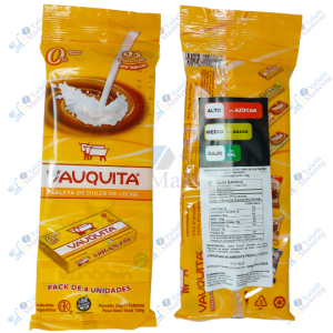 Vauquita Clásica Tableta Dulce de Leche Libre de Gluten 93 Calorías 25 g Packx4u 100 g