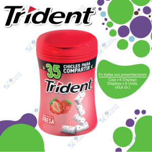 Trident Fresa BO Chicle Sin Azúcar 35S CL,EC,PE 6X6X45.5g