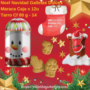 Noel Navidad Galletas Dulces Maraca Caja x 12u Tarro Cf 80 g - 14